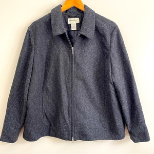 Eddie Bauer Vintage Women’s‎ Wool Silk Blend Jacket XXL Double Zip Brown Lined